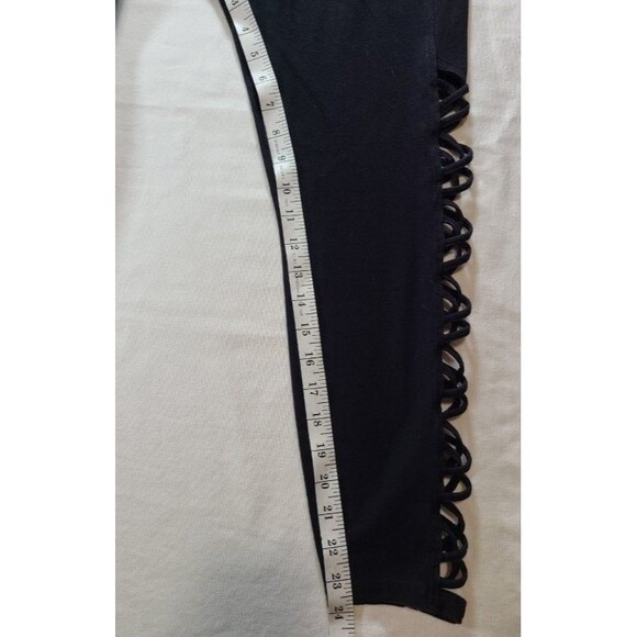 Betsey Johnson Black Leggings L | Crisscross Cutout Stretch Athleisure Pants - Picture 5 of 7